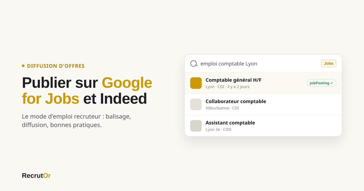 Encadré Google for Jobs affichant des offres d'emploi, dont une marquée JobPosting
