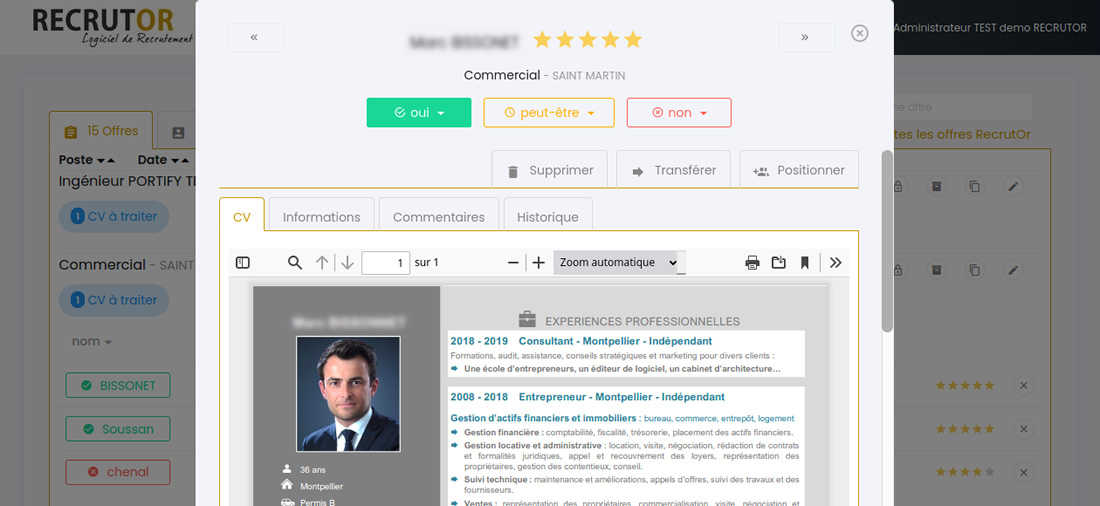 RecrutOr, visualisez les cv de vos candidats en toute simplicité